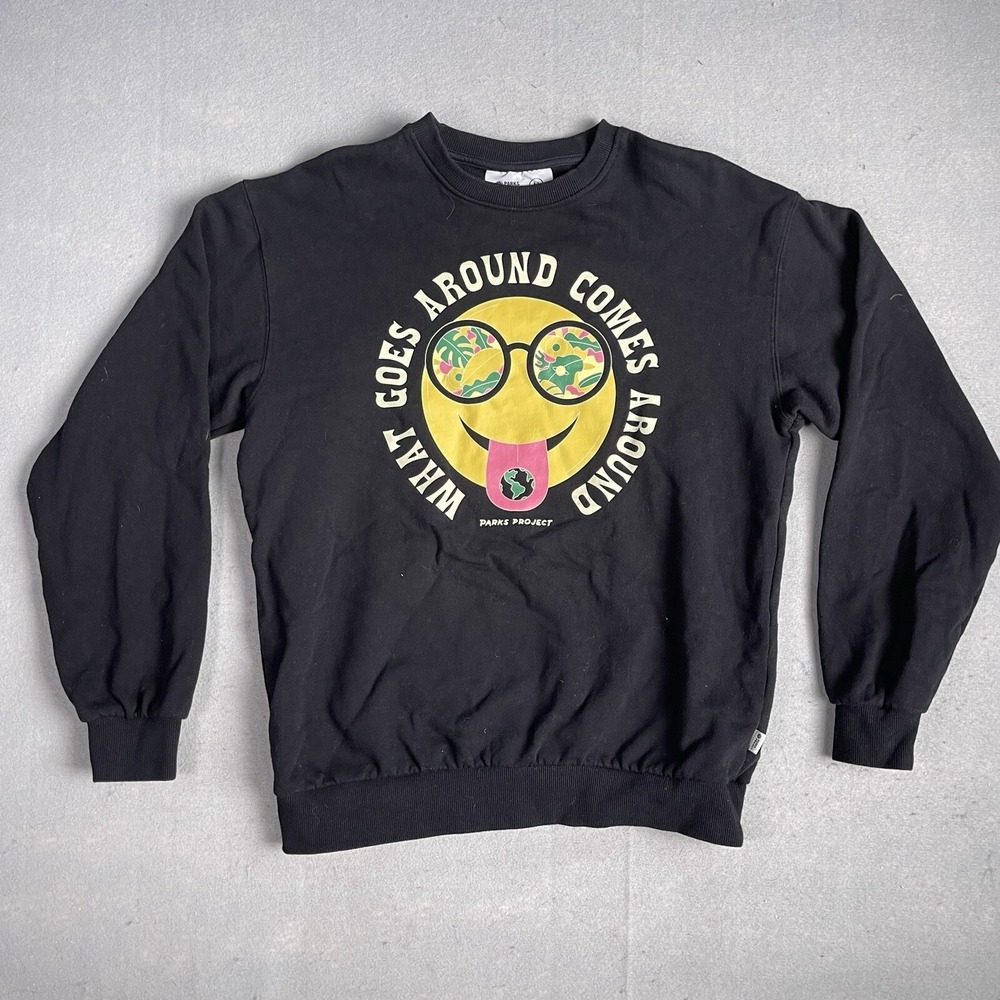 Parks Project Crew Neck Fleece Pullover Sweatshirt Men Medium Black Long‎ Sleeve